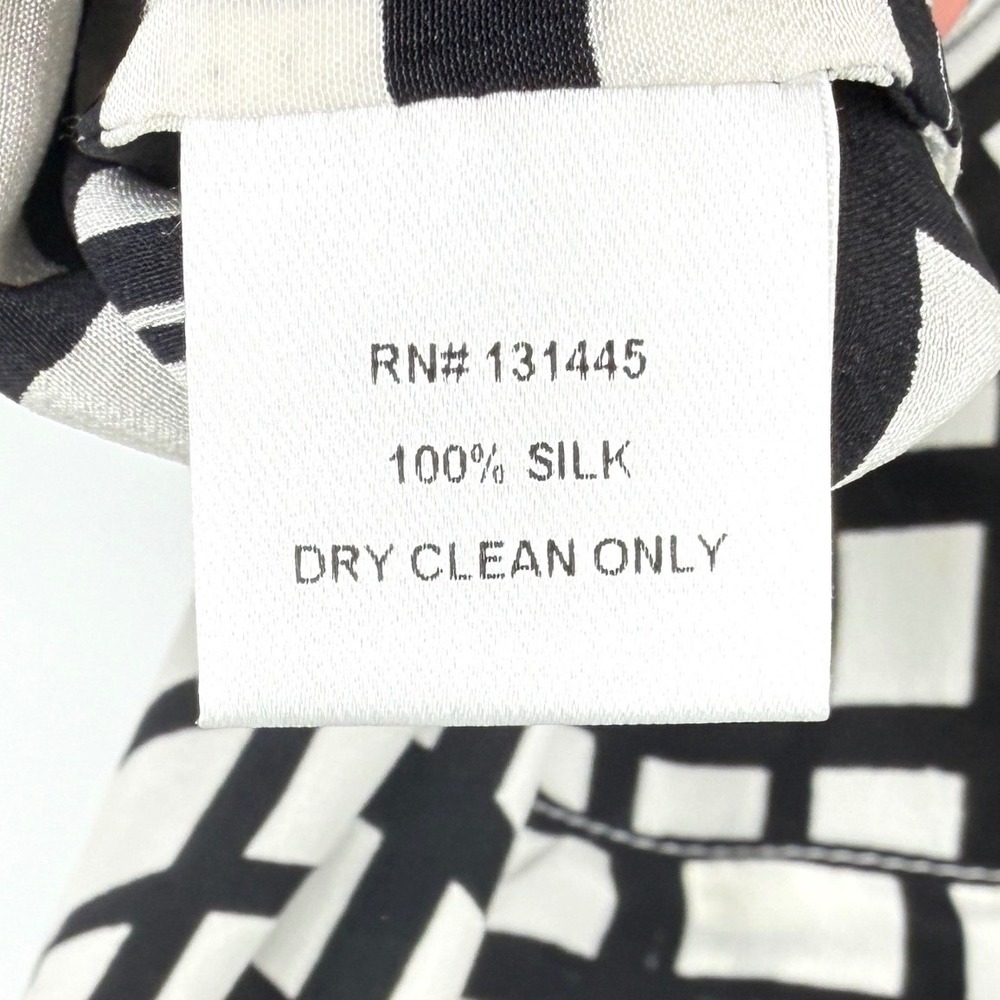WHIT Sutton Shirt Dress Silk Black White Grid Print Maxi Short Sleeve Size M - Picture 4 of 16